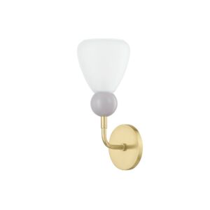 Doreen  Wall Sconce in Aged Brass Soft Peignoir by Mitzi