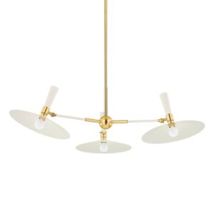 Milena  Chandelier in Aged Brass Soft Cream by Mitzi