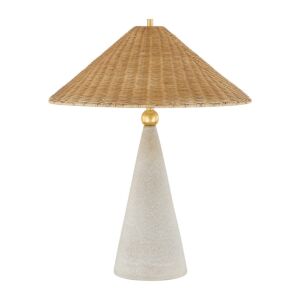 Perilla  Table Lamp in Aged Brass  Ceramic Windswept White by Mitzi