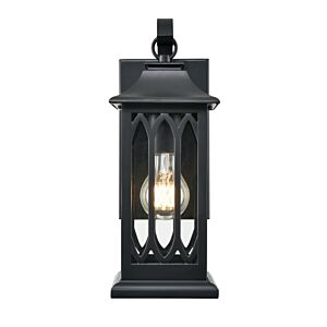 Mallorey  Outdoor Lantern in Powder Coated Black by Millennium