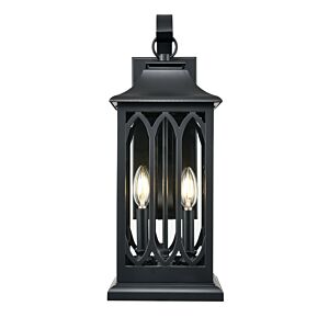 Mallorey  Outdoor Lantern in Powder Coated Black by Millennium