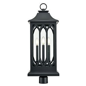 Mallorey  Outdoor Lantern in Powder Coated Black by Millennium