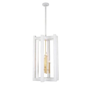 Duo  Foyer Pendant in Soft Gold and White by Kalco