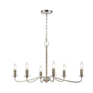 Abaca  Chandelier in Polished Nickel by ELK Home