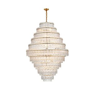 Emilia 33 Light Chandelier in Satin Gold And Clear by Elegant Lighting