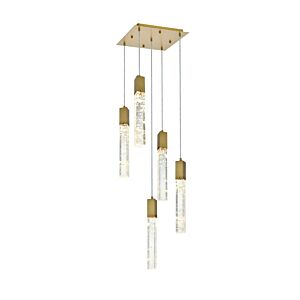 Aurora  Pendant in Satin Gold And Clear by Elegant Lighting