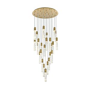 Aurora 25 Light Chandelier in Satin Gold And Clear by Elegant Lighting