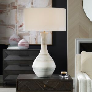 Potter  Table Lamp in Striped Soft Ivory, Blue, And Tan by Uttermost