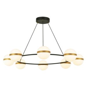 Tagliato LED Chandelier in Matte Black Brushed Gold by Alora