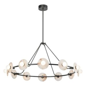 Dahlia LED Chandelier in Urban Bronze Alabaster by Alora