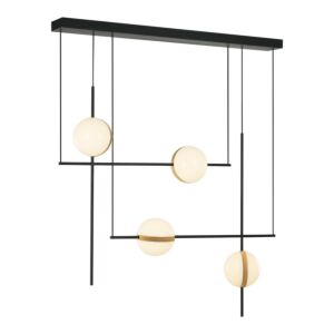 Tagliato LED Linear Pendant in Matte Black Brushed Gold by Alora