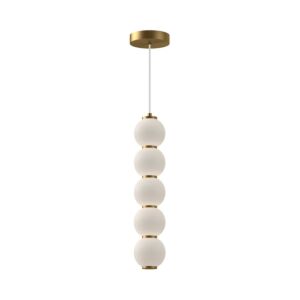 Bijou LED Pendant in Aged Gold Opal Matte Glass by Alora