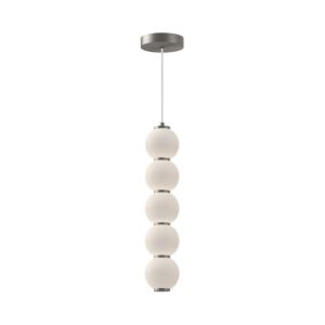 Bijou LED Pendant in Brushed Nickel Opal Matte Glass by Alora