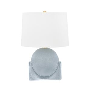 Leeston  Table Lamp in Aged Brass Ceramic Reactive Slate by Hudson Valley