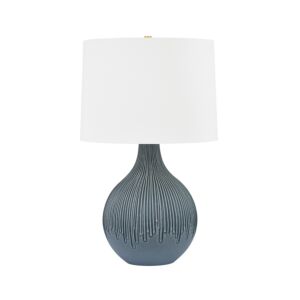 Nepperhand  Table Lamp in Aged Brass Ceramic Providence Blue by Hudson Valley