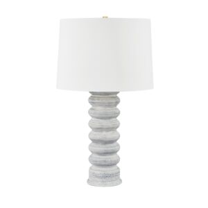 Harwinton  Table Lamp in Aged Brass Ceramic Grey White by Hudson Valley