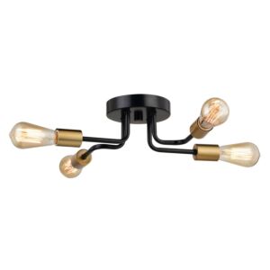 Rhine  Semi Flush Mount in Matte Black and Natural Brass by Vaxcel