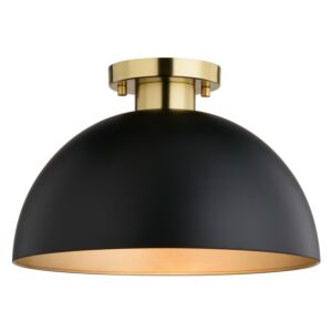 Devon  Semi Flush Mount in Matte Black and Satin Brass by Vaxcel