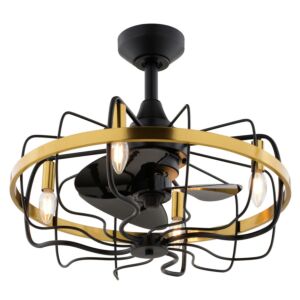 Kenton "Ceiling Fan in Black and Satin Brass by Vaxcel