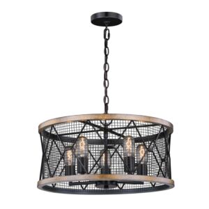 Bremerton  Chandelier in Black and Burnished Teak by Vaxcel