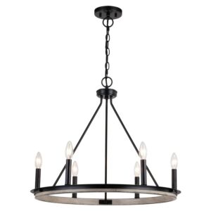 Russel  Chandelier in Matte Black and Weathered Gray by Vaxcel