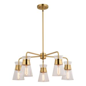 Harper  Chandelier in Natural Brass by Vaxcel