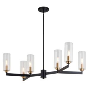 Claremont  Chandelier in Matte Black and Autumn Brass by Vaxcel