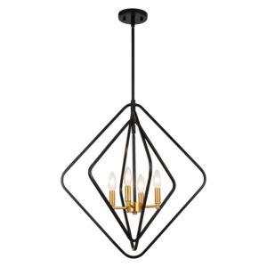 Brady  Pendant in Black and Satin Brass by Vaxcel