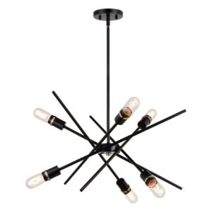 Halsted  Pendant in Black and Satin Brass by Vaxcel