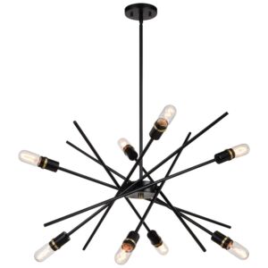 Halsted  Pendant in Black and Satin Brass by Vaxcel