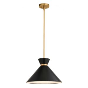 Racine  Pendant in Matte Black and Natural Brass by Vaxcel