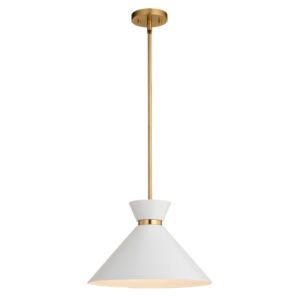 Racine  Pendant in Matte White and Natural Brass by Vaxcel