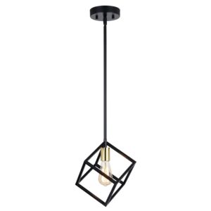 Deering  Mini Pendant in Matte Black and Satin Brass by Vaxcel