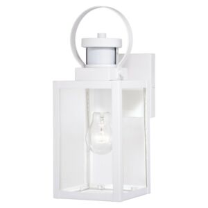 Medinah  Motion Sensor Outdoor Wall Light in Textured White by Vaxcel