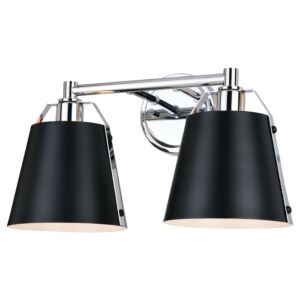 Barrington  Bathroom Vanity Light in Matte Black and Chrome by Vaxcel