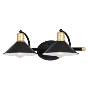 Akron  Bathroom Vanity Light in Matte Black and Natural Brass by Vaxcel