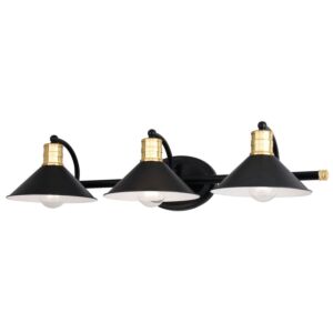 Akron  Bathroom Vanity Light in Matte Black and Natural Brass by Vaxcel