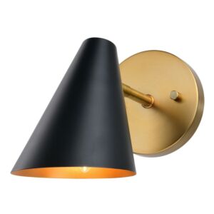 Pryce  Wall Sconce in Matte Black and Satin Brass by Vaxcel