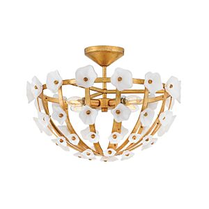 Azalea LED Semi Flush Mount in Distressed Brass by Fredrick Ramond