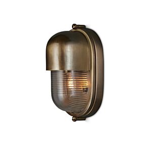 Maritime  Outdoor Wall Sconce in Antique Brass   Clear by Currey and Company