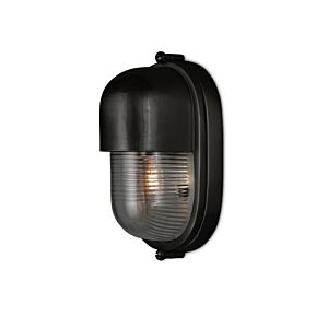 Maritime  Outdoor Wall Sconce in Matte Black   Clear by Currey and Company