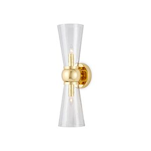 Byford  Bathroom Vanity Light Wall Sconce in Polished Brass   Clear by Currey and Company