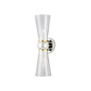 Byford  Bathroom Vanity Light Wall Sconce in Polished Nickel   Clear   Polished Brass by Currey and Company