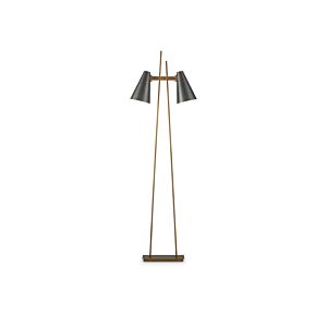 Duet LED Floor Lamp in Oil Rubbed Bronze   Antique Brass by Currey and Company