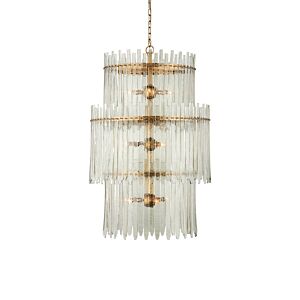 Electra  Chandelier in Clear   Antique Brass by Currey and Company