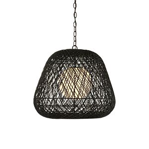 Osbert  Pendant in Black   Satin Black   White by Currey and Company