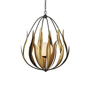 Endymion  Chandelier in Aged Steel   Brass   White by Currey and Company