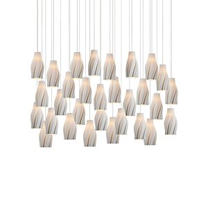 Posh 30 Light Linear Pendant in White   Silver by Currey and Company