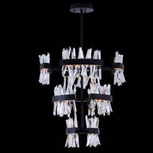 Glacier LED Foyer Pendant in Matte Balck by Allegri