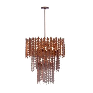 Pelt  Chandelier in Pearlized Antique Brass by Kalco